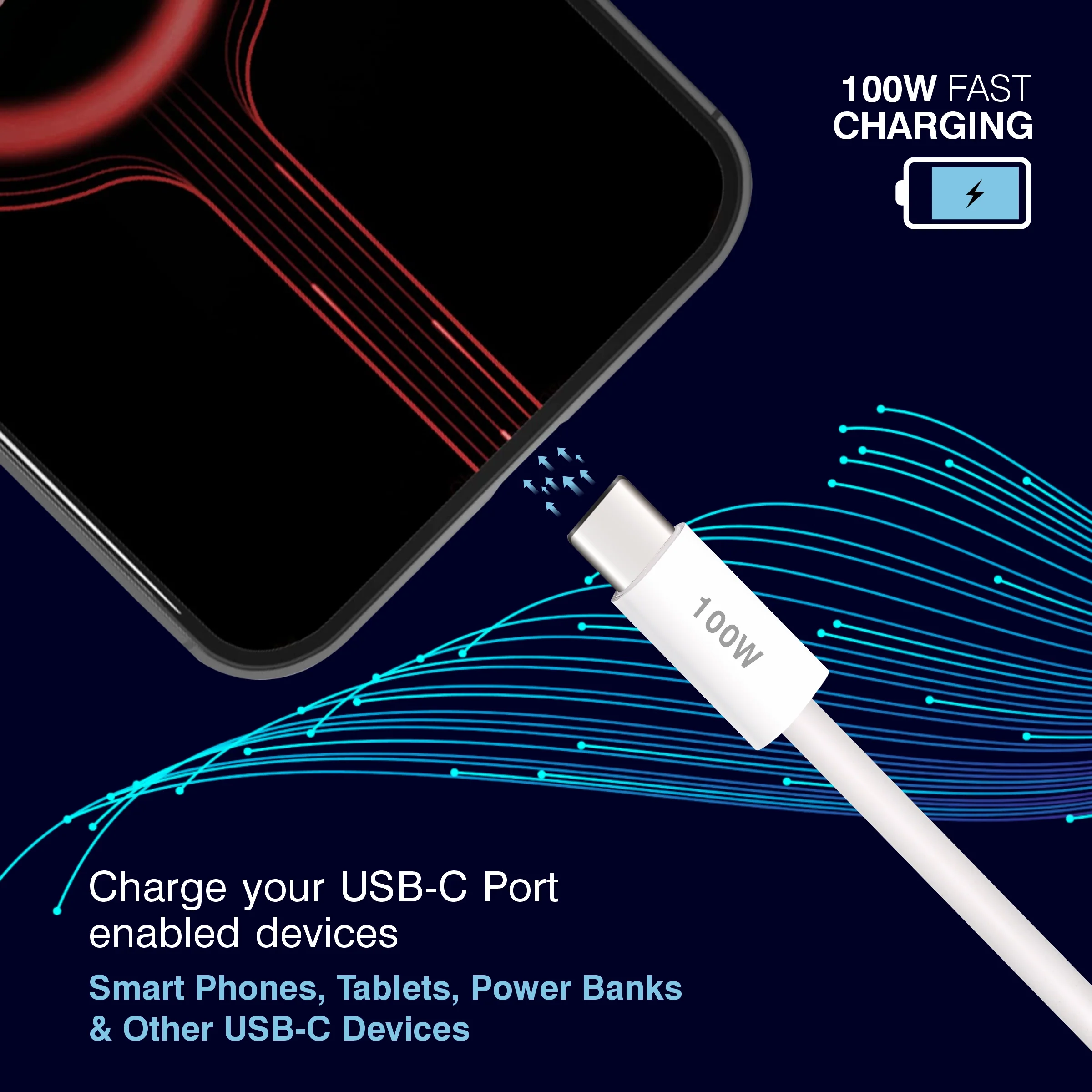 ERD UC-365 USB-A TO C Solid Casing Data Cable, 100W - Image 5