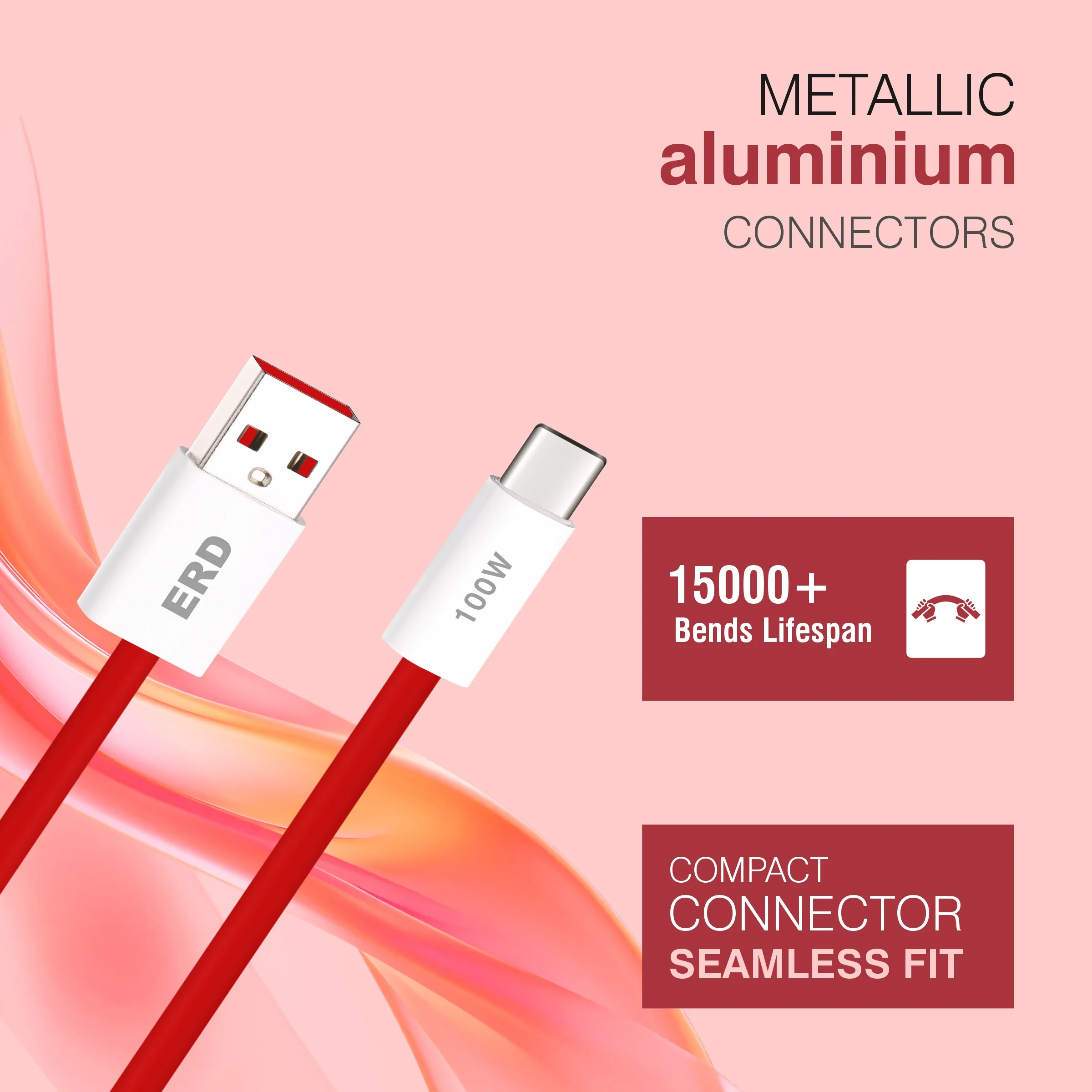 ERD UC-366 USB-A TO C Solid Casing Data Cable, 100W - Image 4