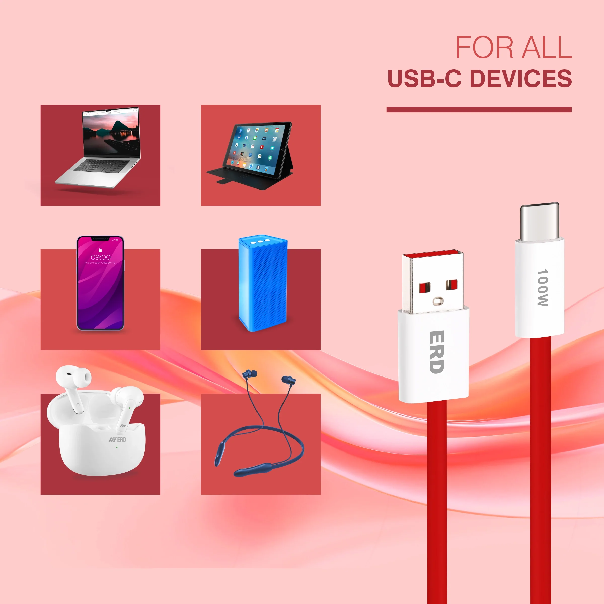 ERD UC-366 USB-A TO C Solid Casing Data Cable, 100W - Image 7