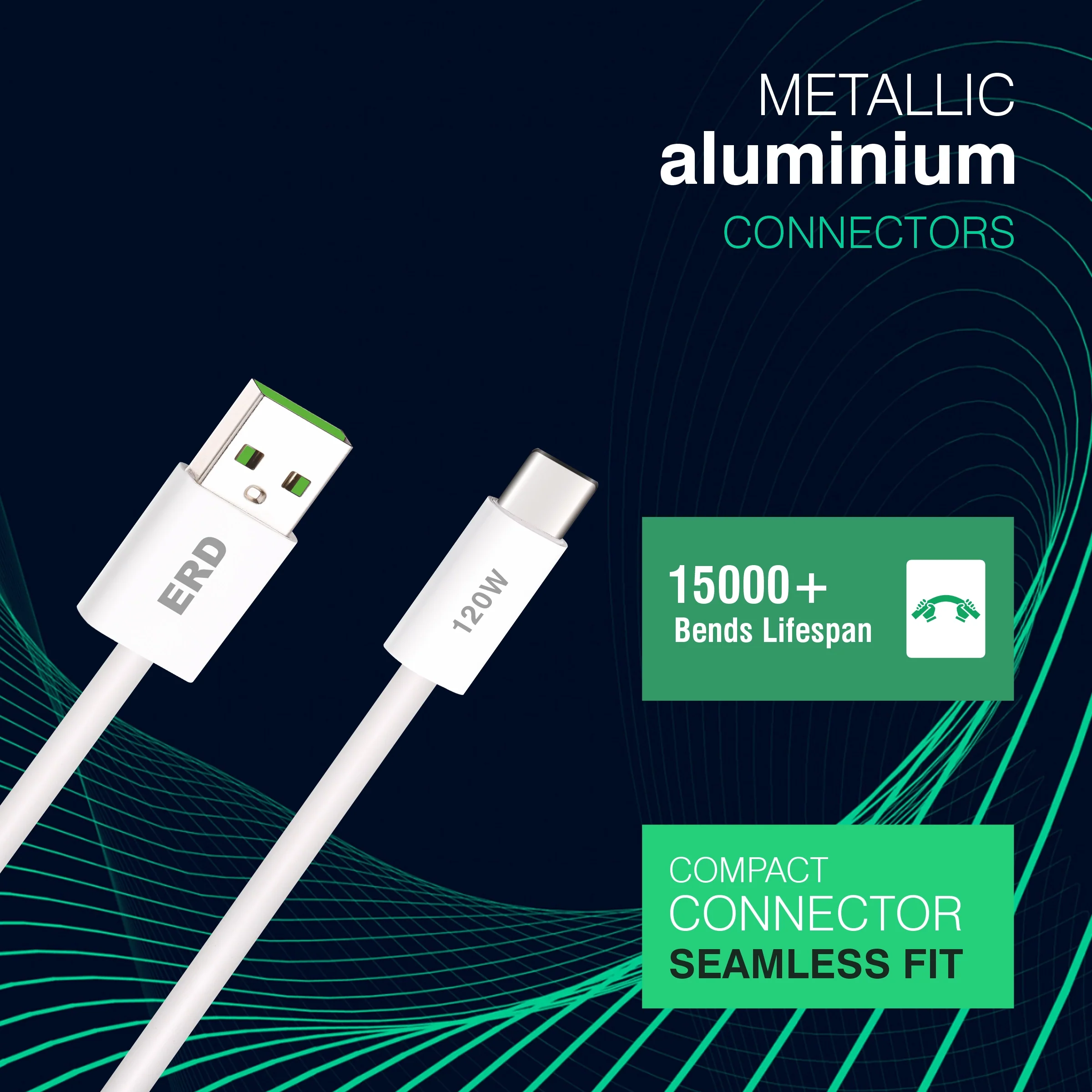 ERD UC-367 USB-A TO C Solid Casing Smart Data Cable, 120W - Image 4