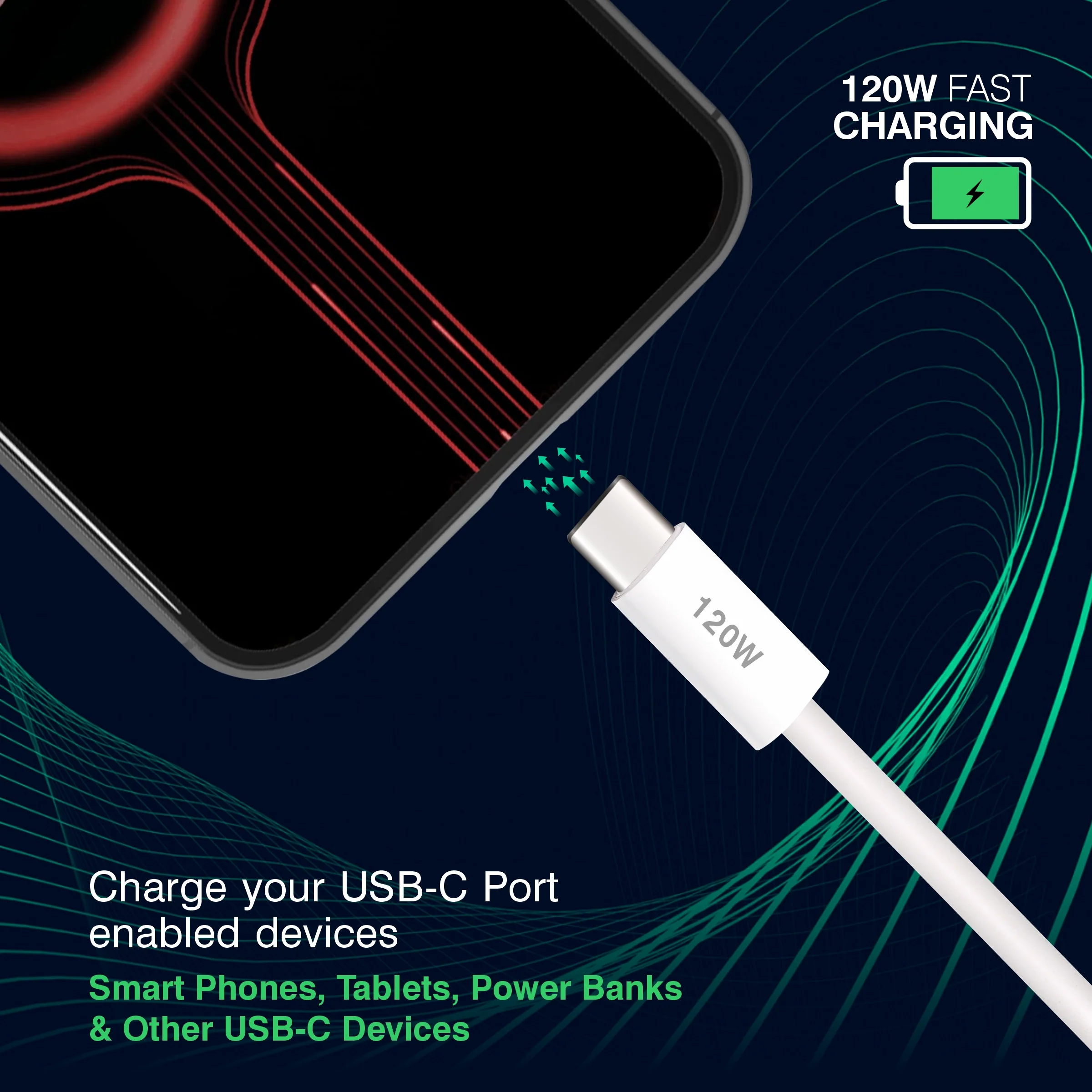 ERD UC-367 USB-A TO C Solid Casing Smart Data Cable, 120W - Image 5