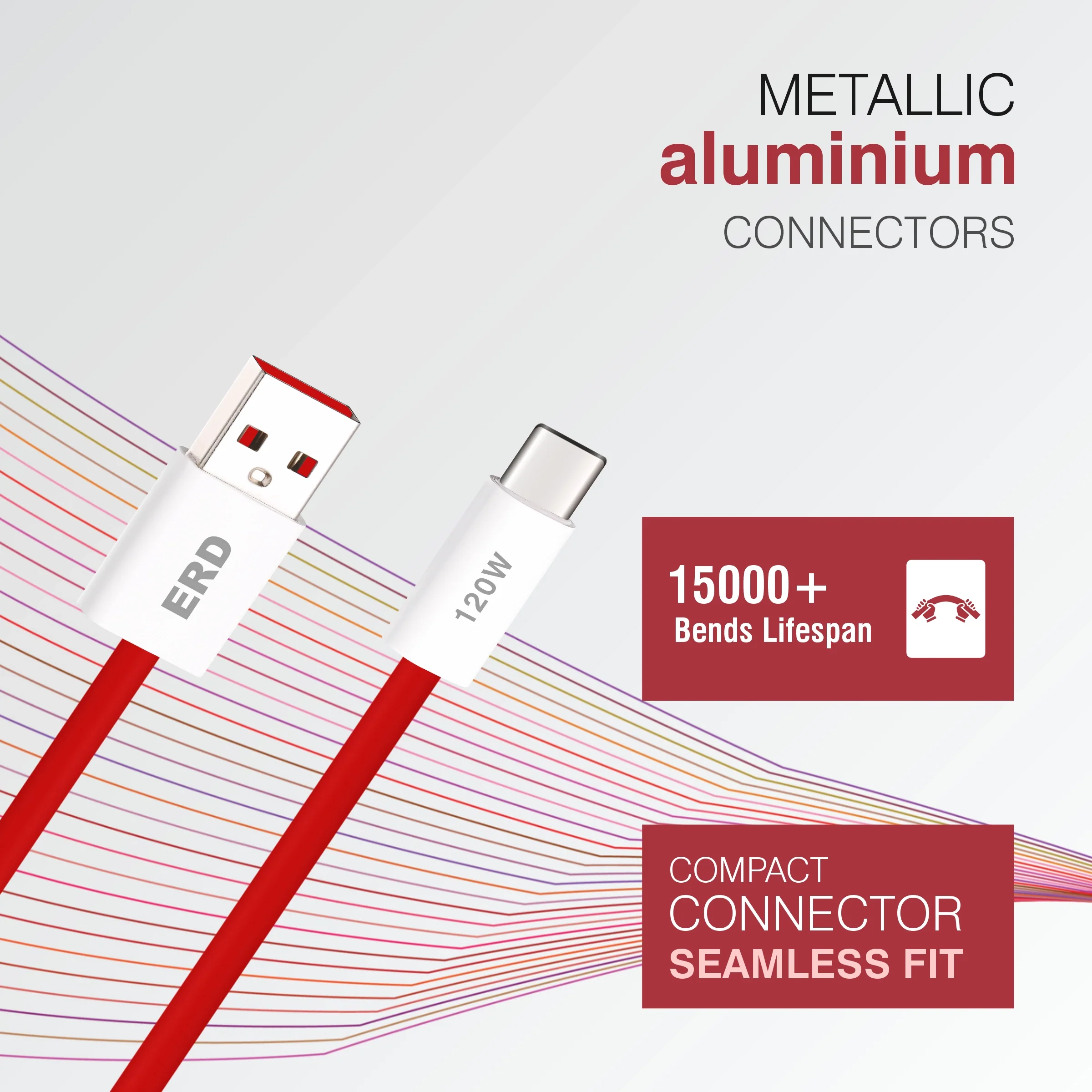 ERD UC-368 USB-A TO C Solid Casing Smart Data Cable, 120W - Image 4