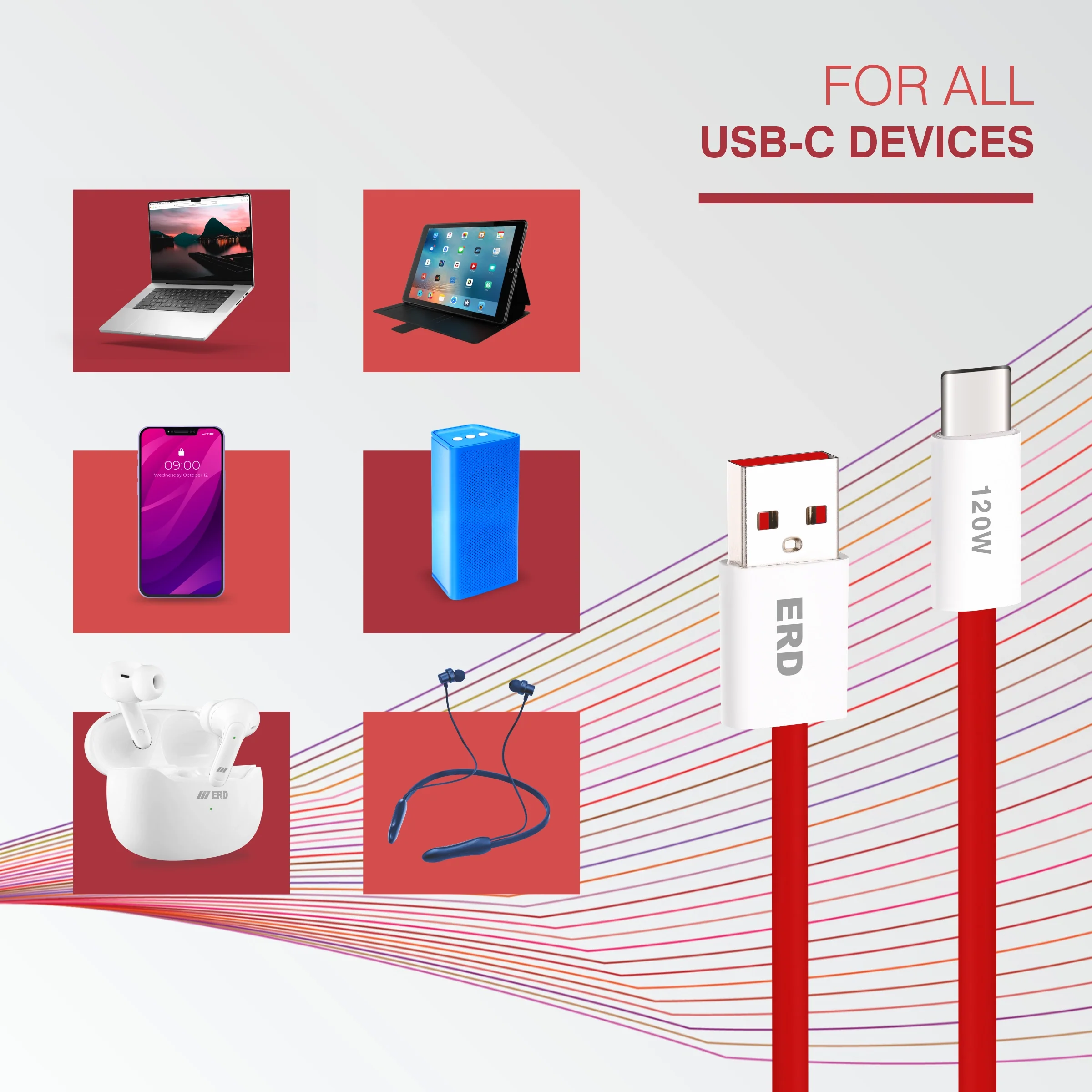 ERD UC-368 USB-A TO C Solid Casing Smart Data Cable, 120W - Image 7