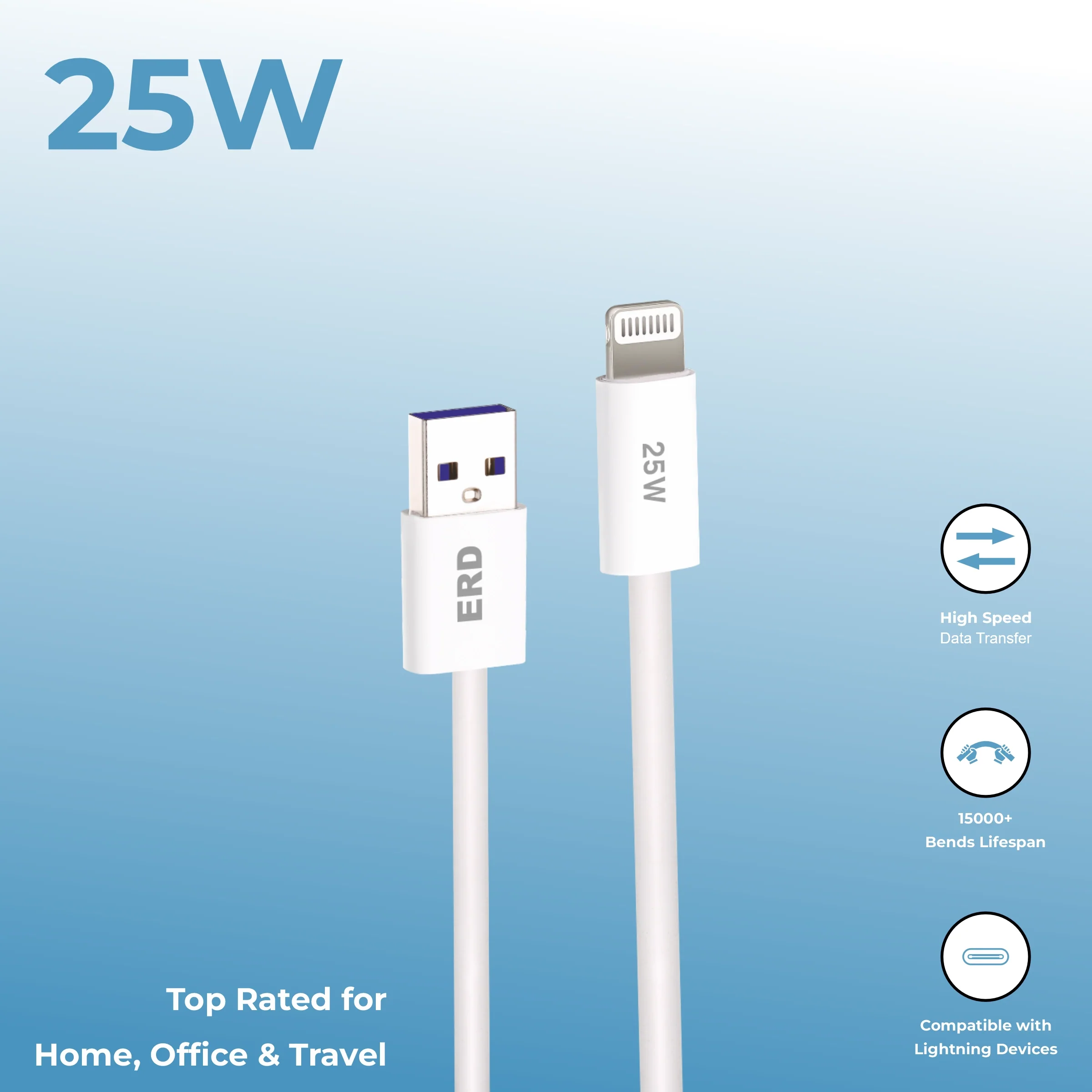 ERD UC-369 USB-A TO Lightning Solid Casing Data Cable, 25W - Image 5