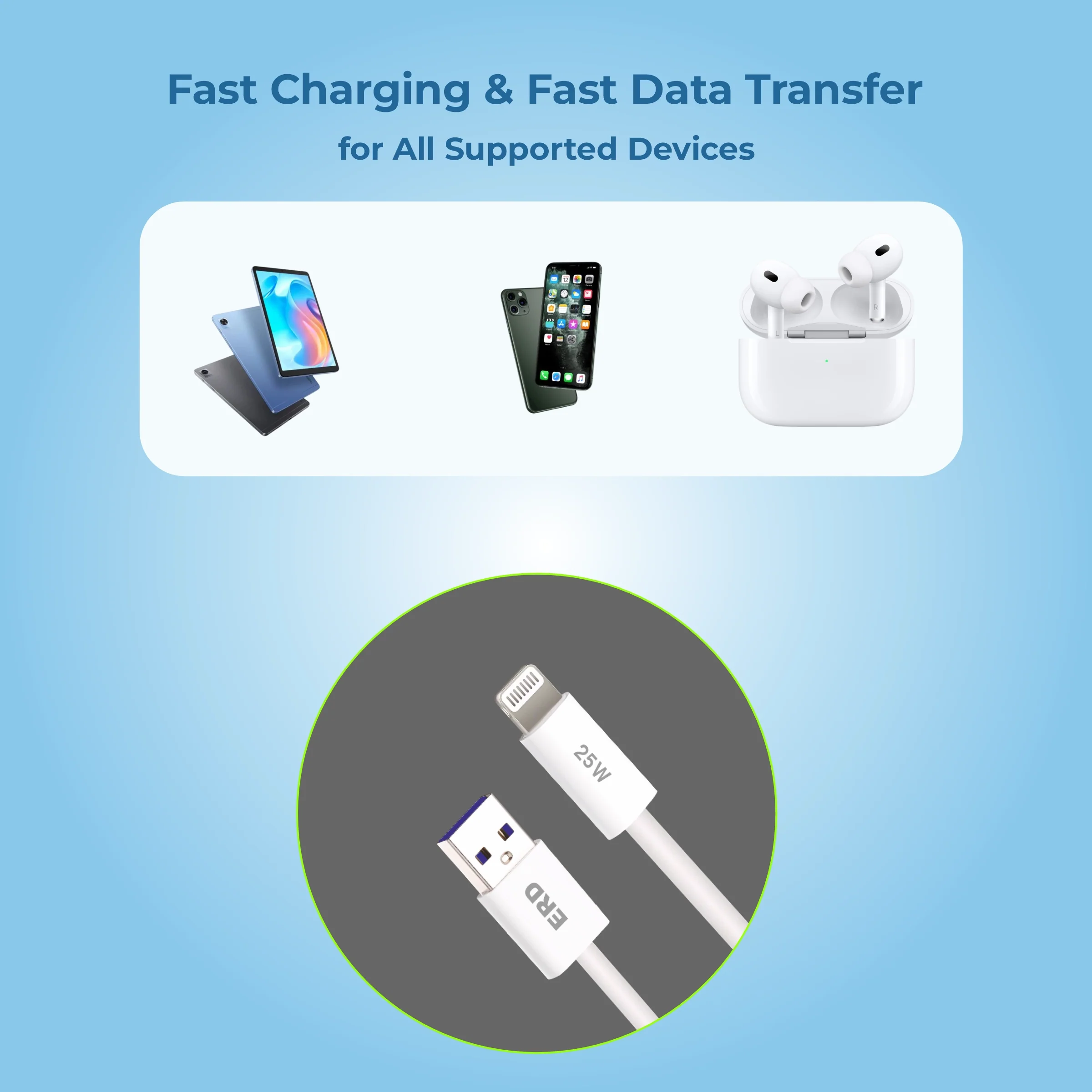 ERD UC-369 USB-A TO Lightning Solid Casing Data Cable, 25W - Image 6