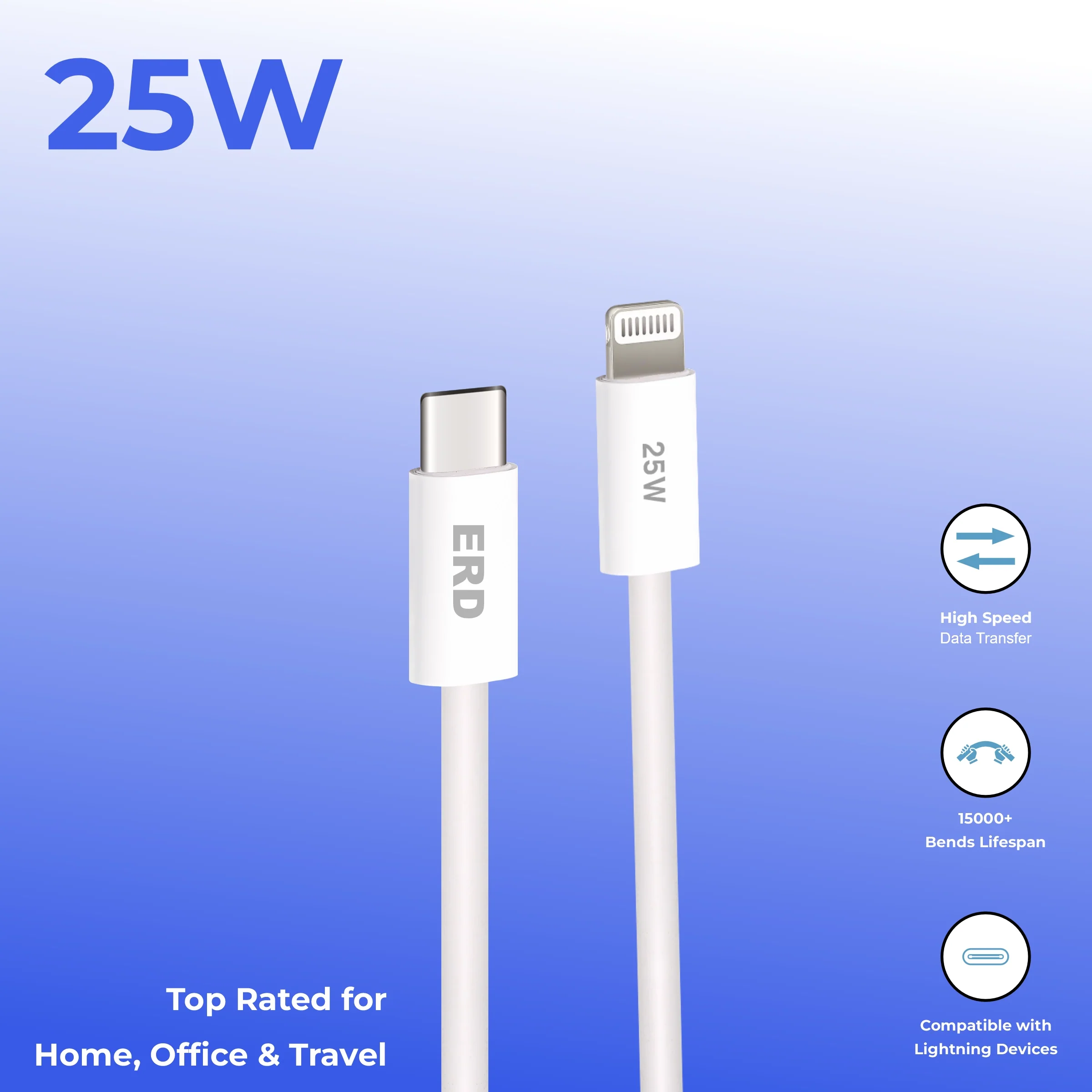 ERD UC-370 USB-C TO Lightning Solid Casing Data Cable, 25W - Image 5