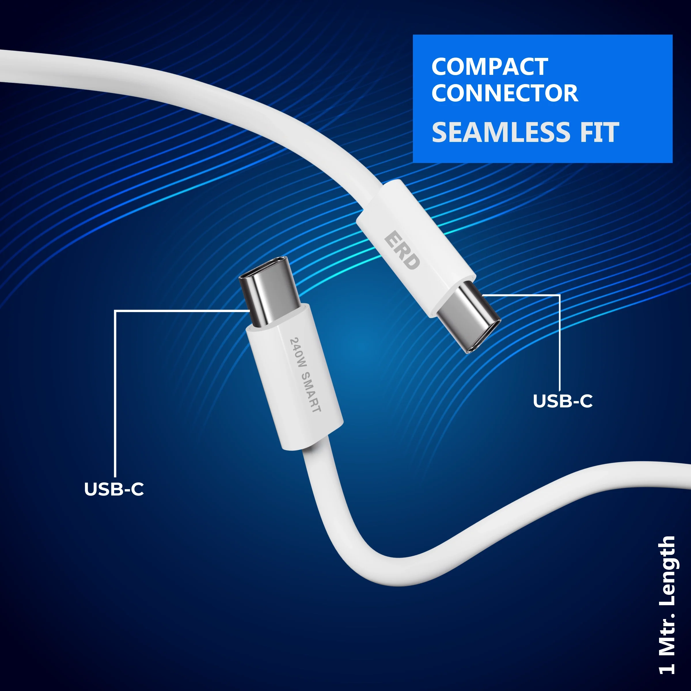 ERD UC-372 USB-C TO C Solid Casing Smart Data Cable, 240W - Image 3