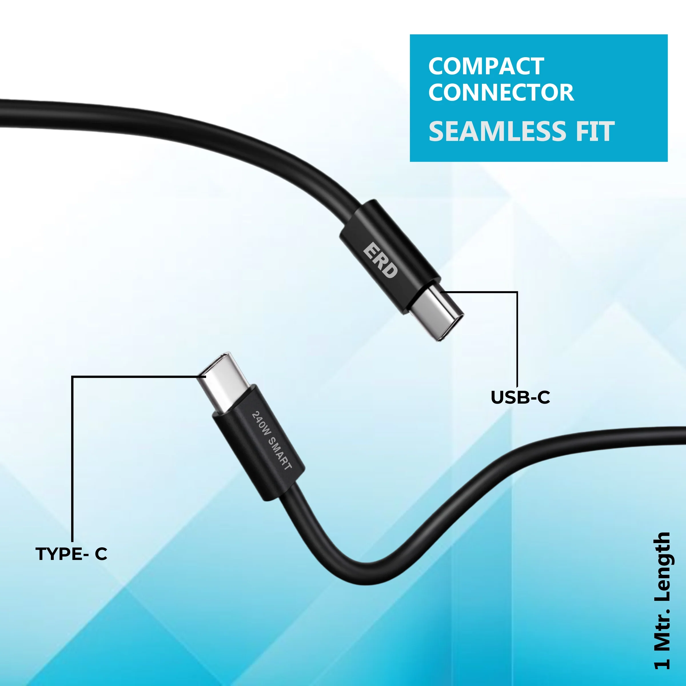 ERD UC-374 USB-C TO C Solid Casing Smart Data Cable, 240W - Image 3