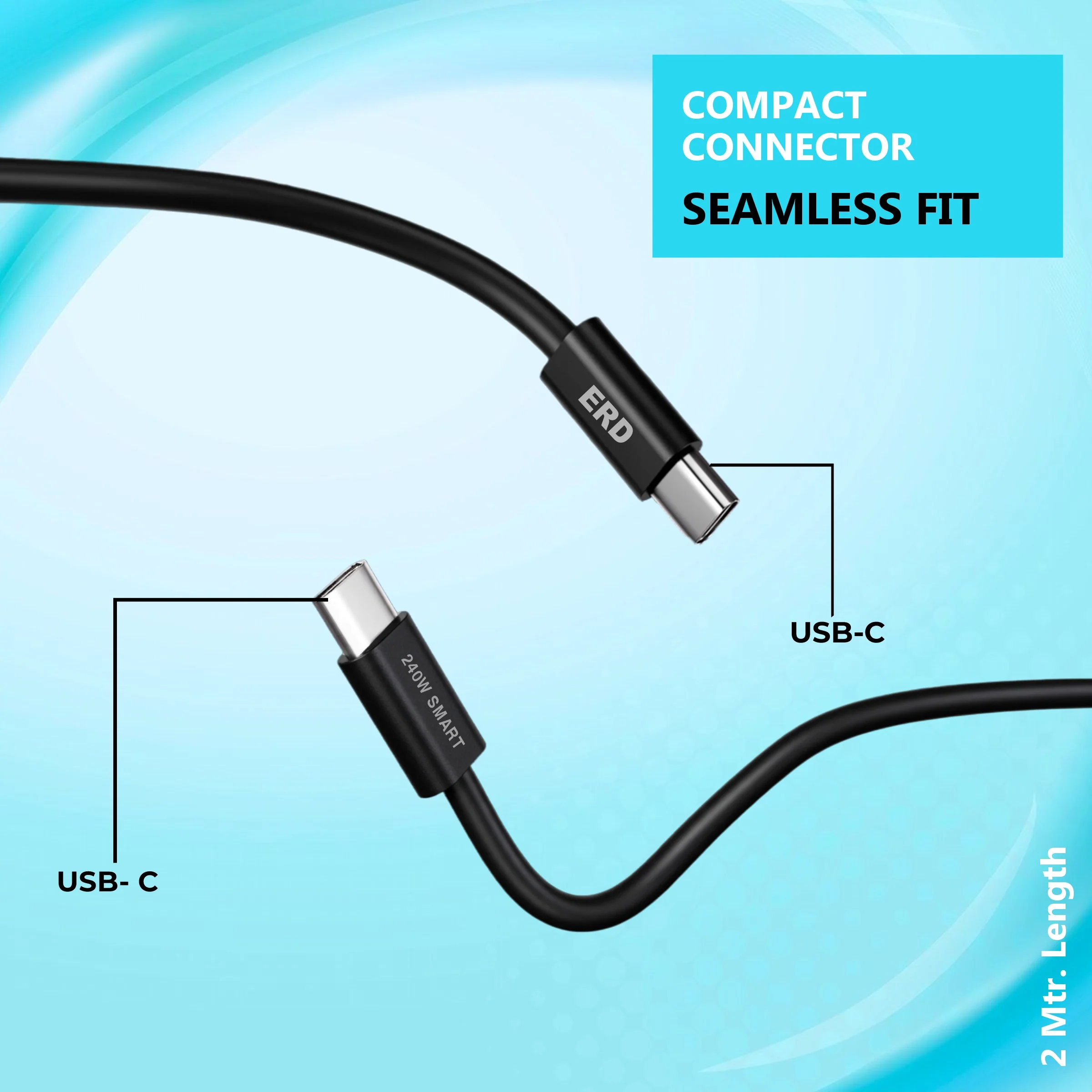 ERD UC-375 USB-C TO C Solid Casing Smart Data Cable, 2Meter, 240W - Image 3