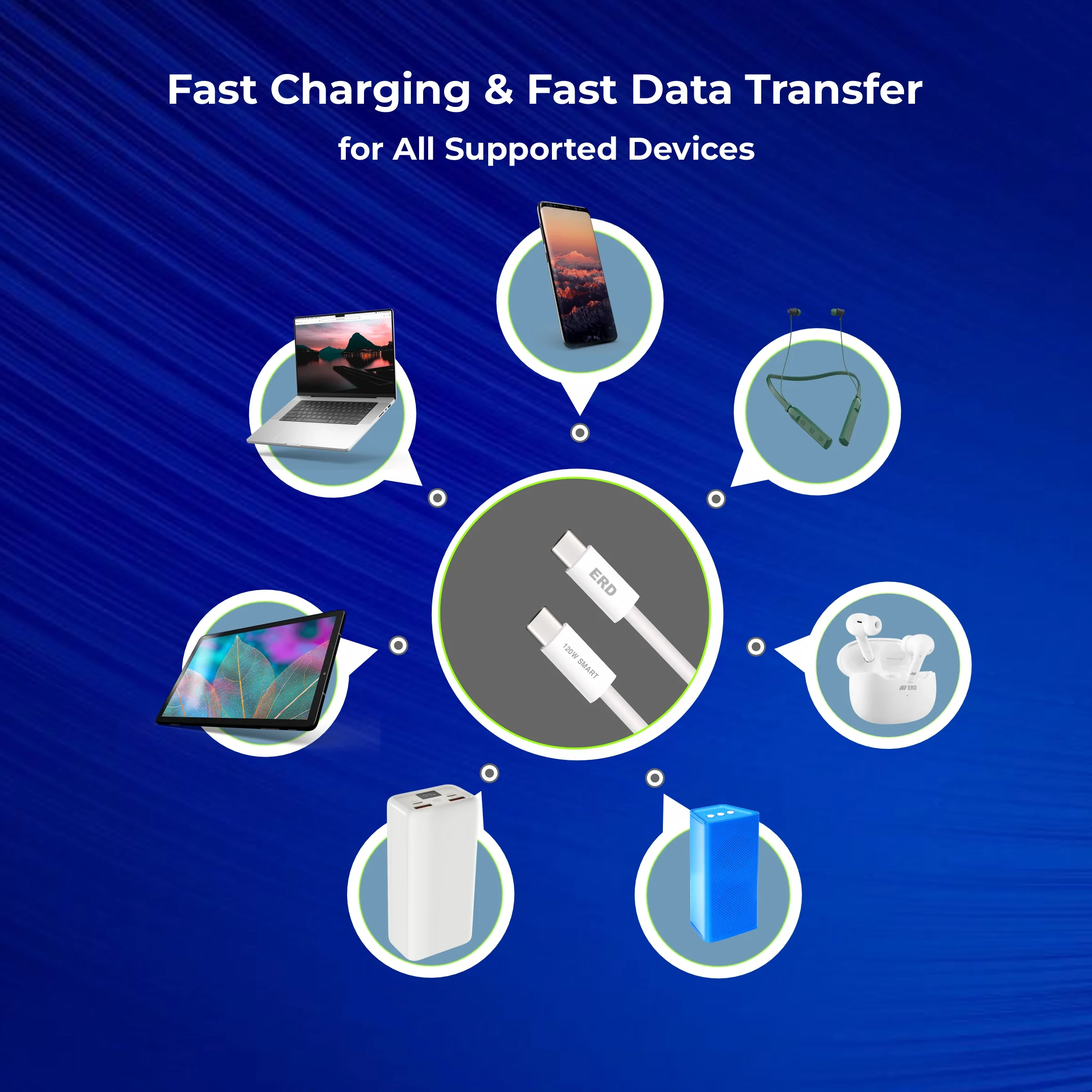 ERD UC-376 USB-C TO C Solid Casing Smart Data Cable, 120W - Image 5