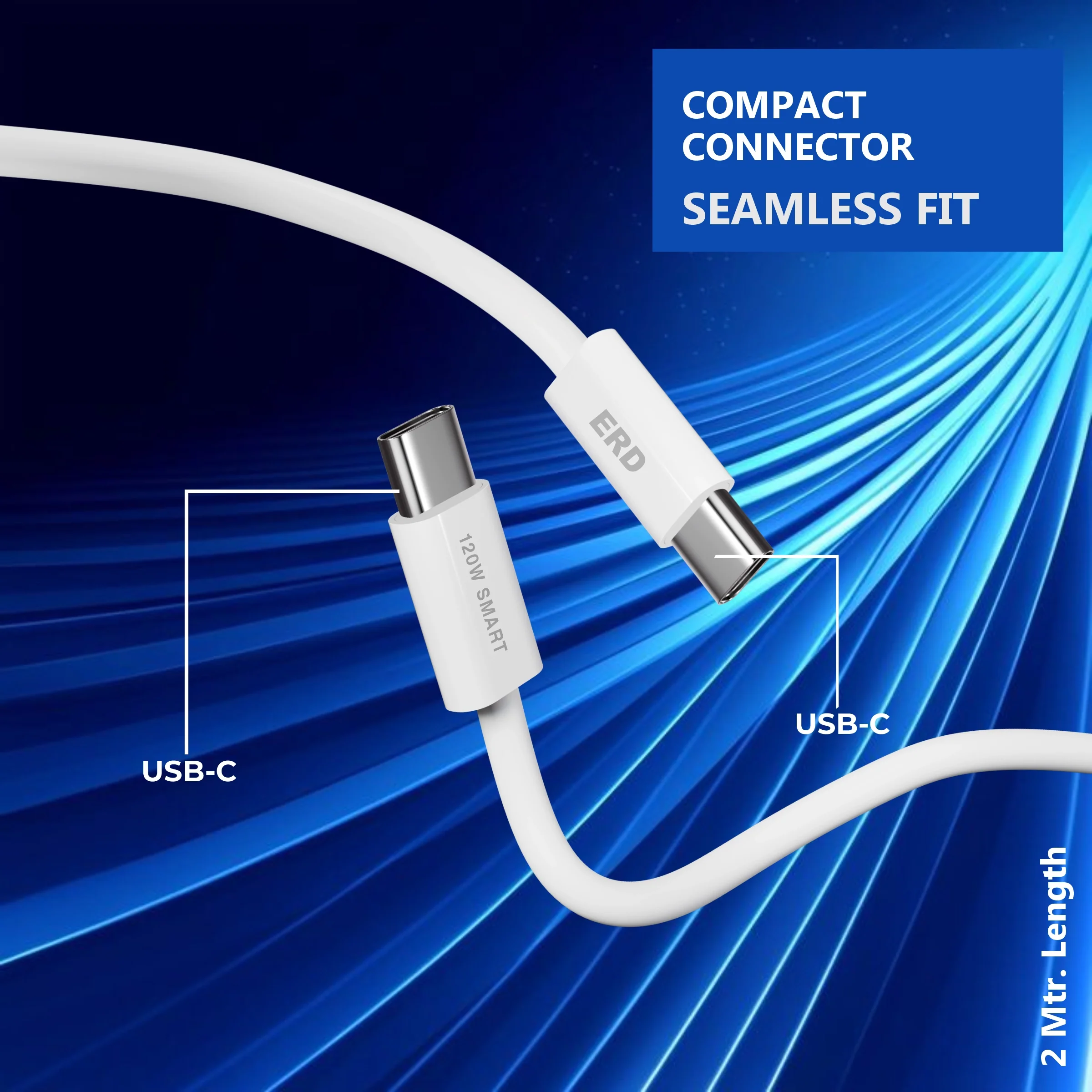 ERD UC-377 USB-C TO C Solid Casing Smart Data Cable, 2Meter, 120W - Image 3