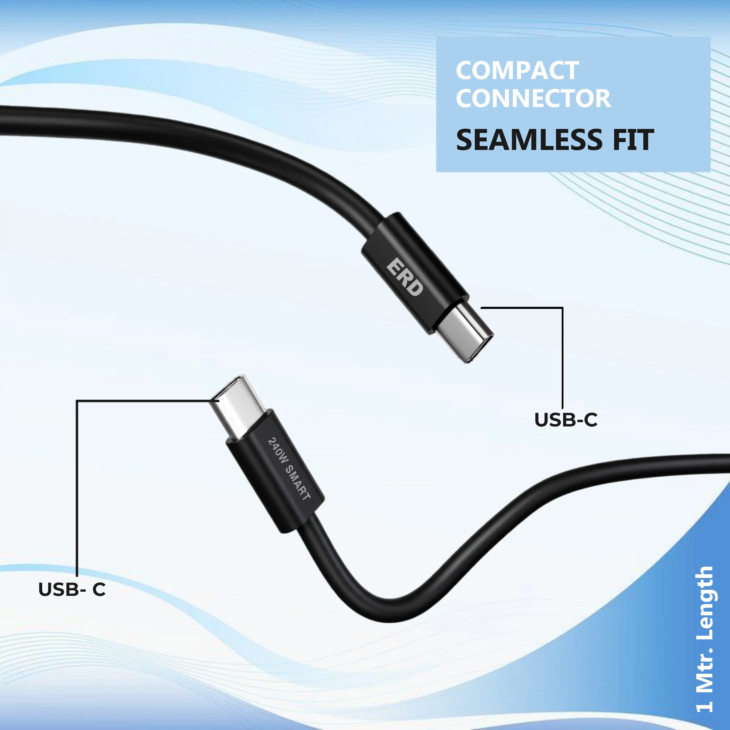 ERD UC-378 USB-C TO C Solid Casing Smart Data Cable, 120W - Image 3