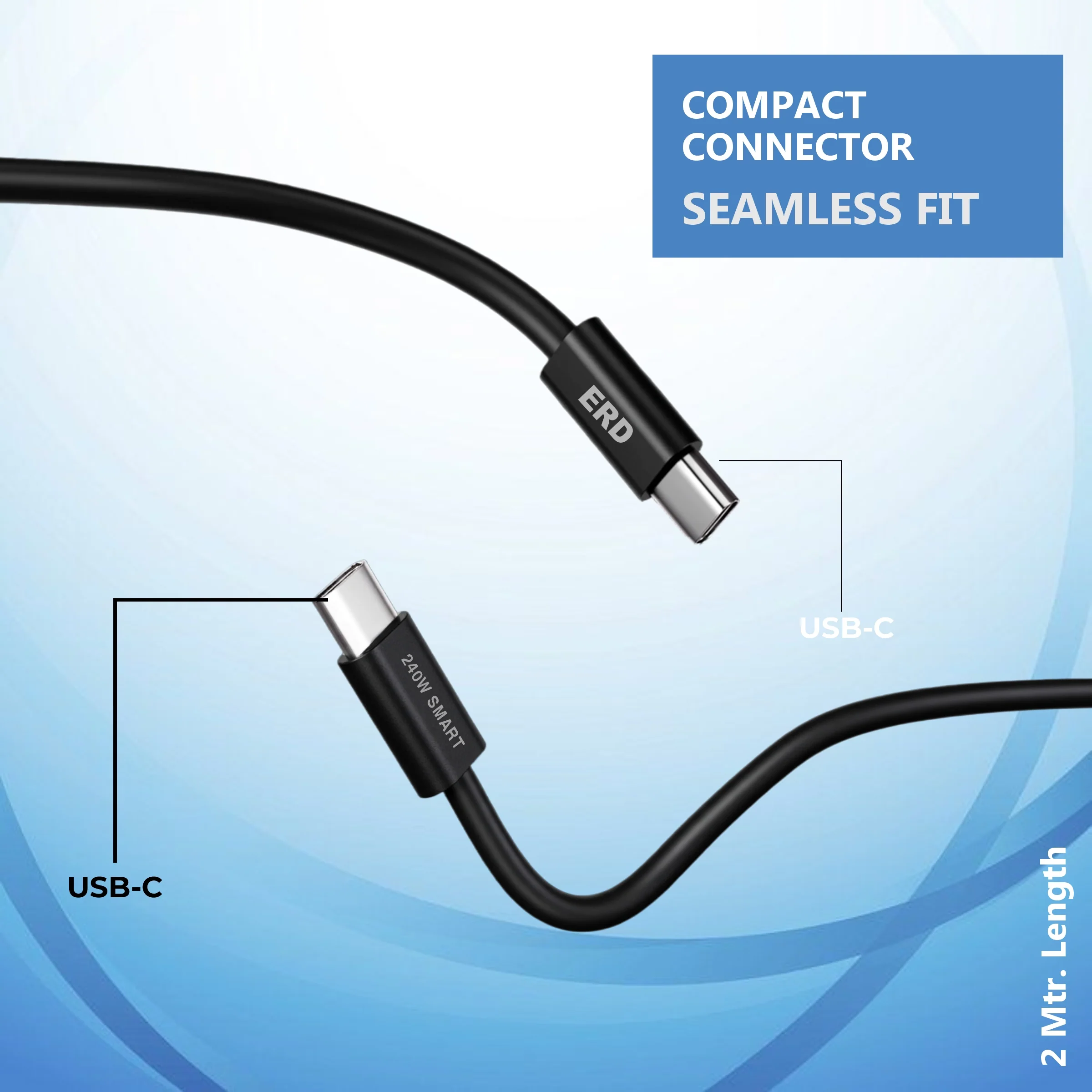 ERD UC-379 USB-C TO C Solid Casing Smart Data Cable, 2 Meter, 120W - Image 3