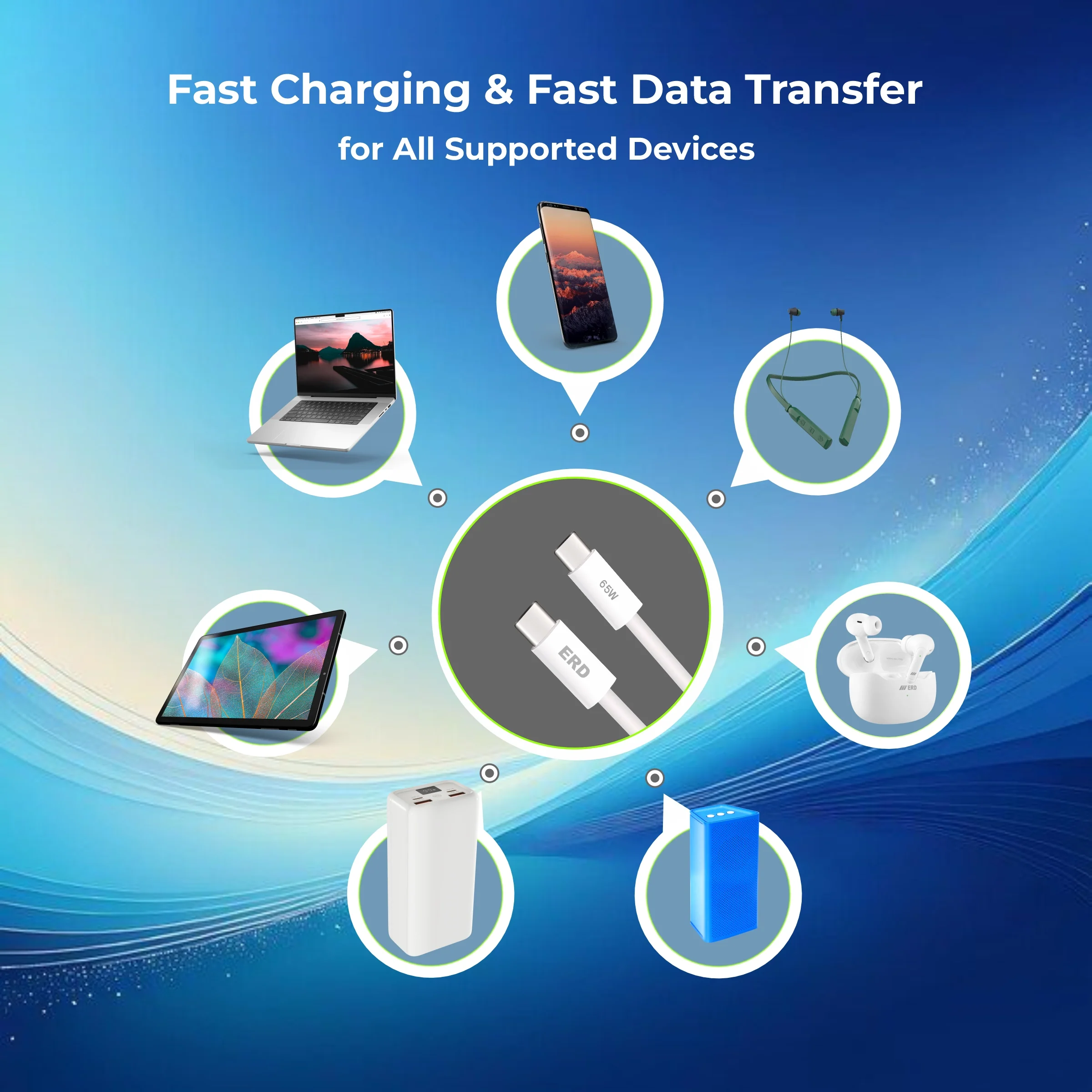 ERD UC-381 USB-C TO C Solid Casing Data Cable, 2 Meter, 65W - Image 5
