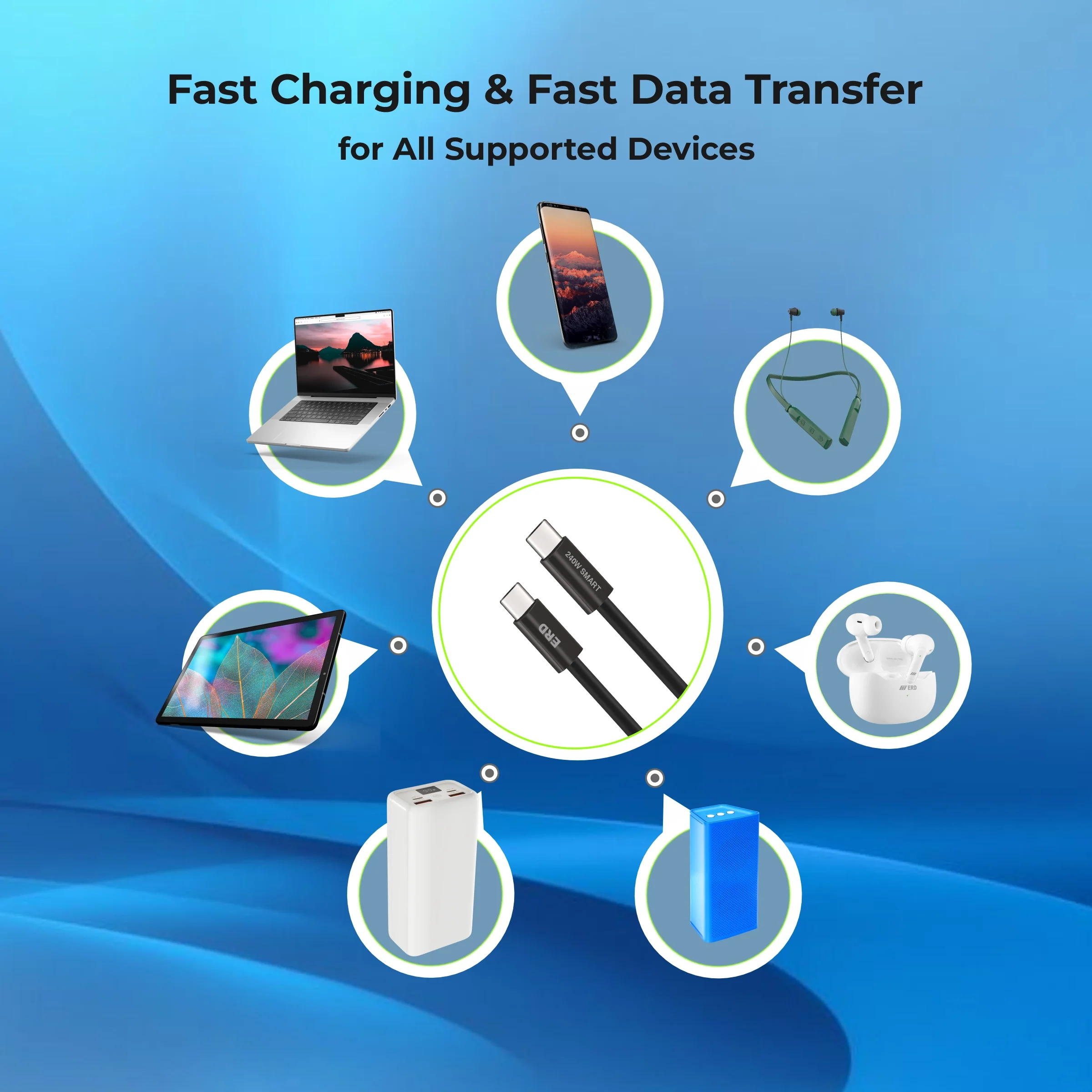 ERD UC-382 USB-C TO C Solid Casing Data Cable, 65W - Image 5
