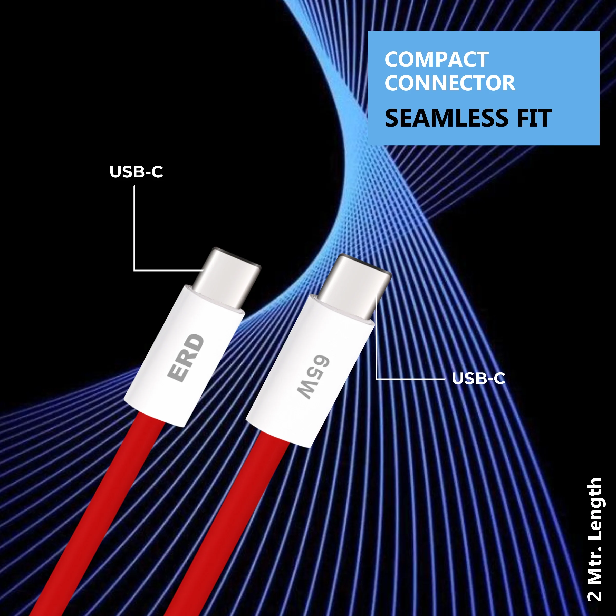 ERD UC-383 USB-C TO C Solid Casing Data Cable, 65W - Image 3