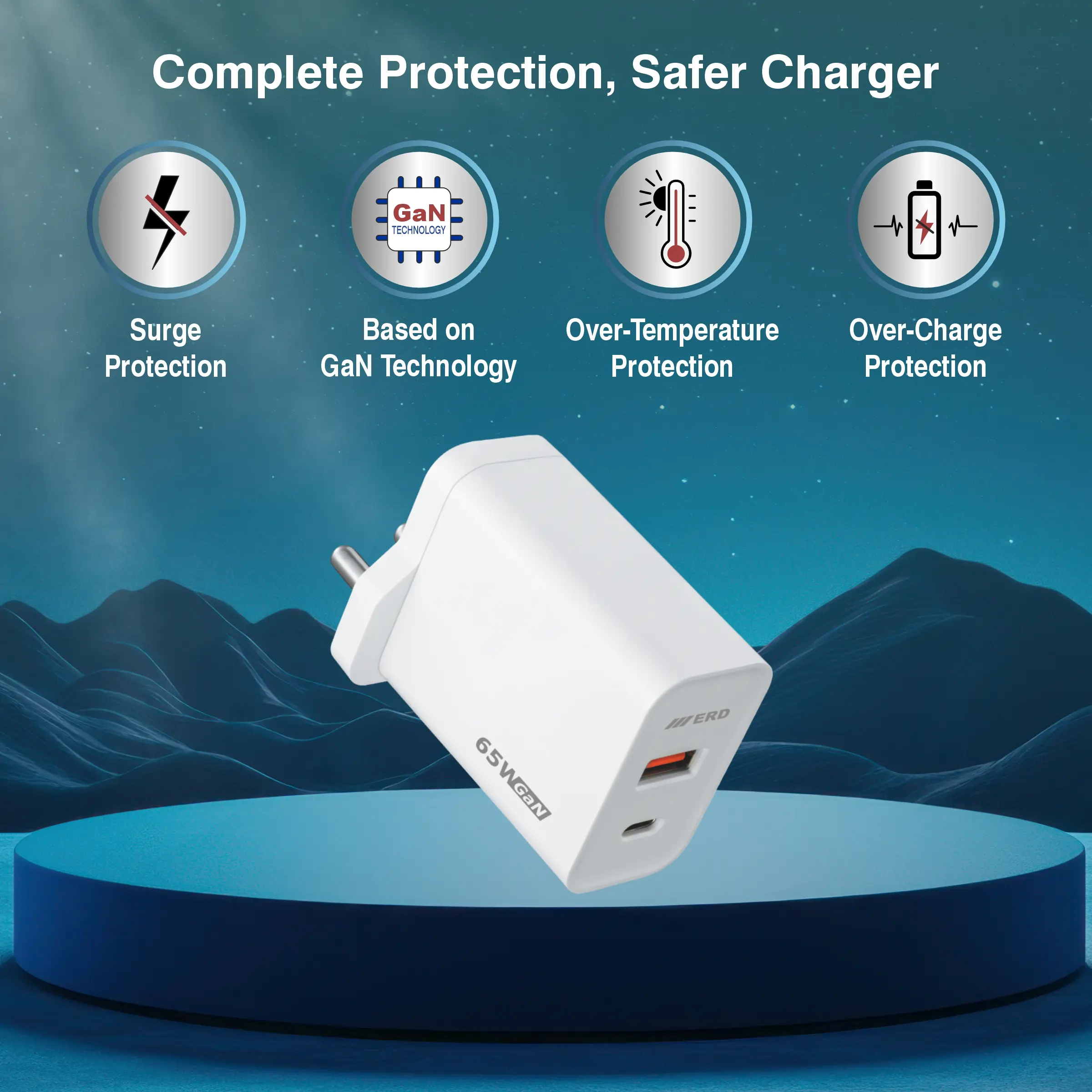 ERD TC-146 USB A/C GaN Charger, 65W - Image 3