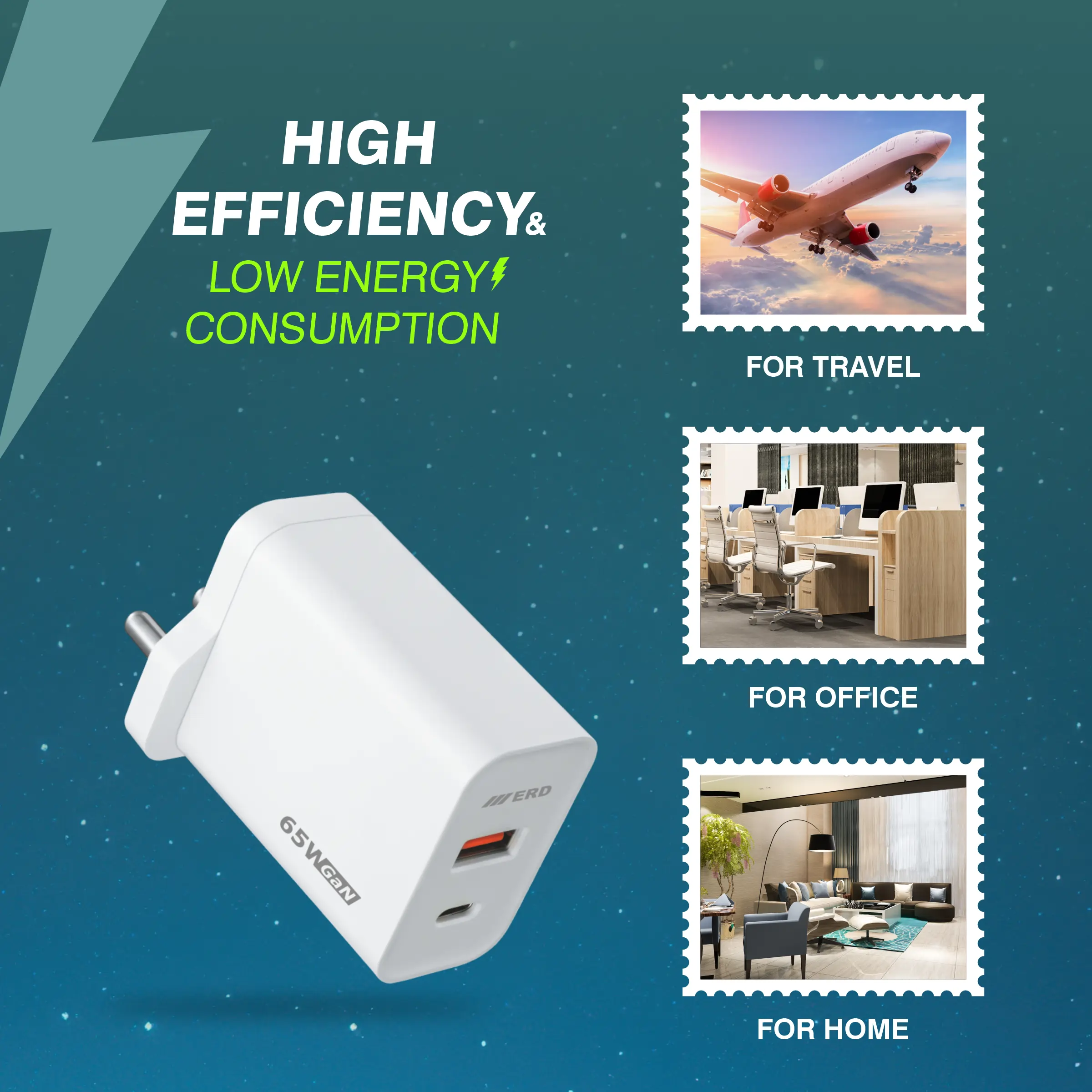 ERD TC-146 USB A/C GaN Charger, 65W - Image 8