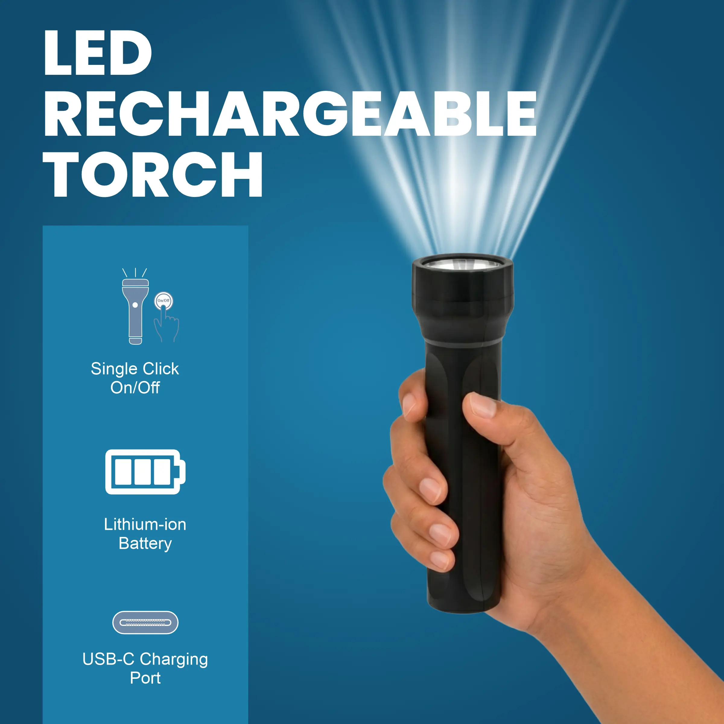 ERD LED RECHARGEABLE TORCH TL-603, 1W - Image 3