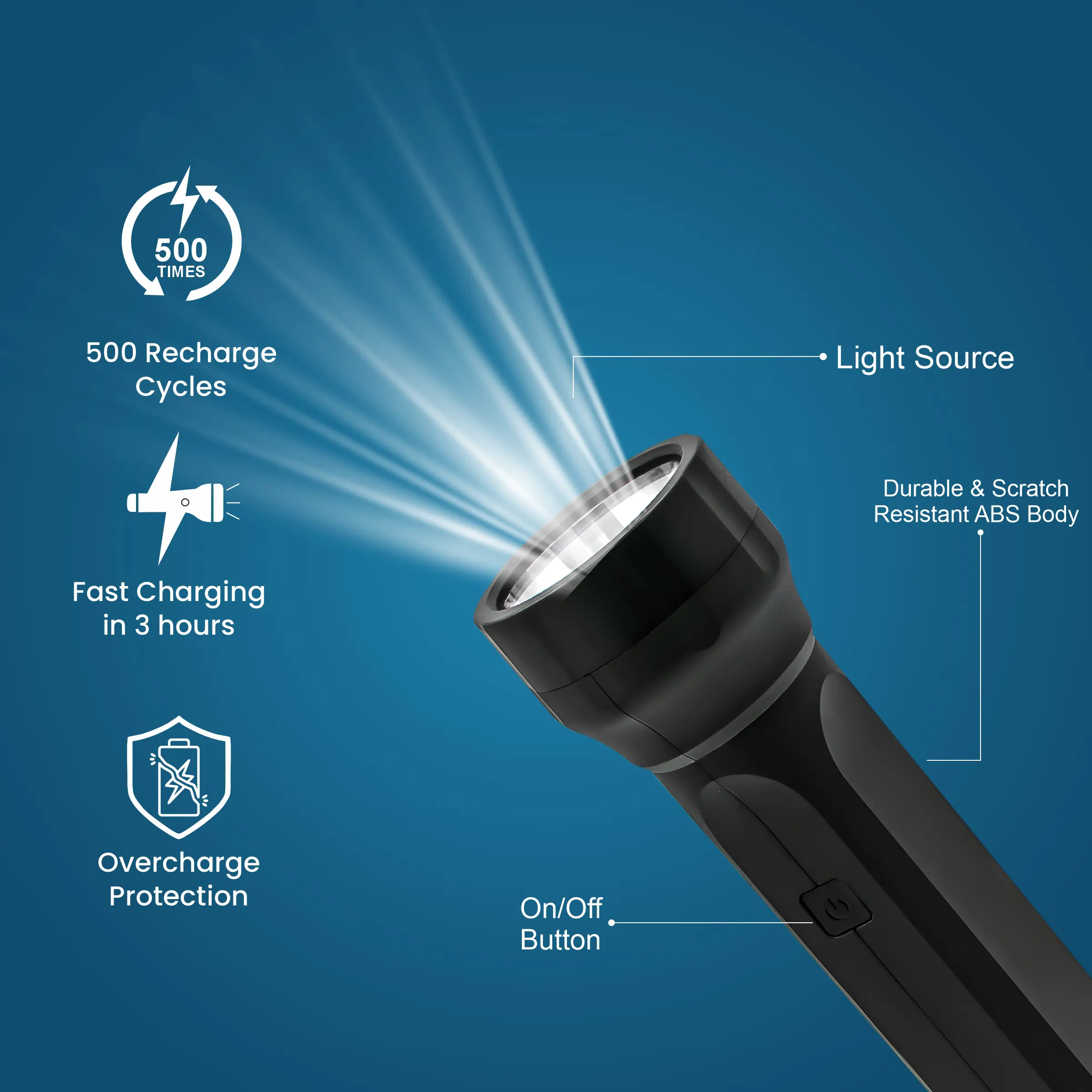 ERD LED RECHARGEABLE TORCH TL-603, 1W - Image 4