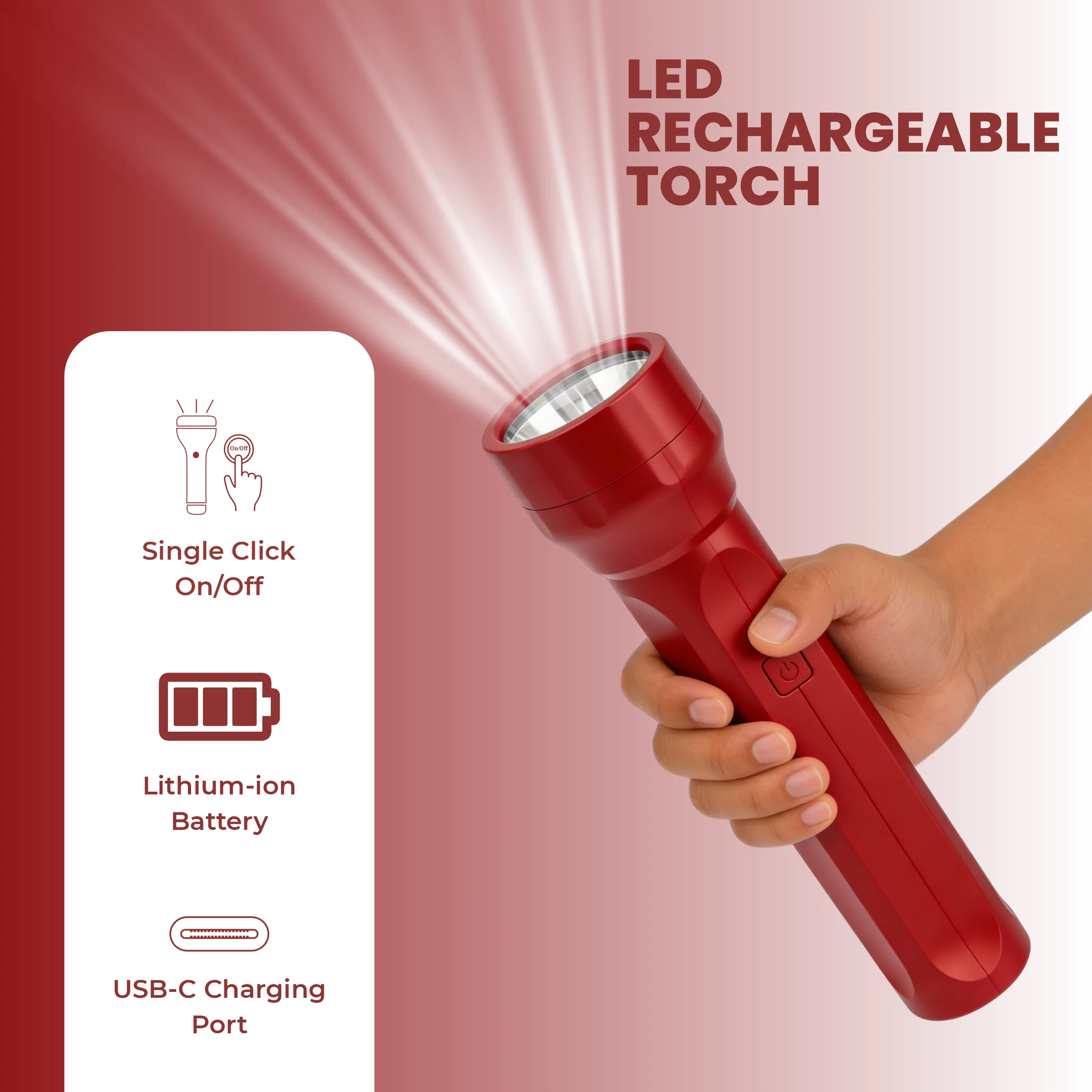 ERD LED RECHARGEABLE TORCH TL-603, 1W - Image 9
