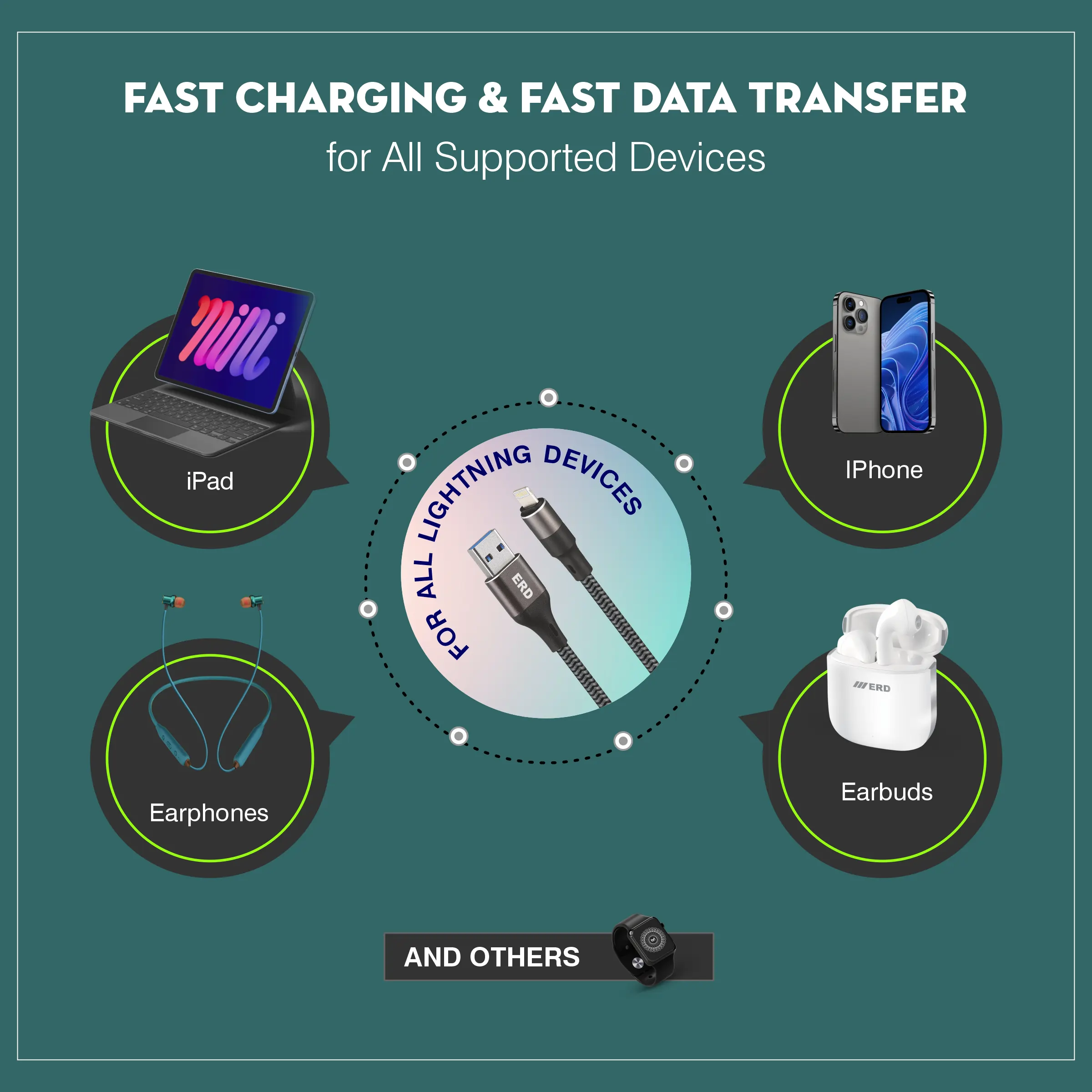 ERD UC-196 USB-A to Lightning Braided Metal Casing Data Cable, 25W - Image 7
