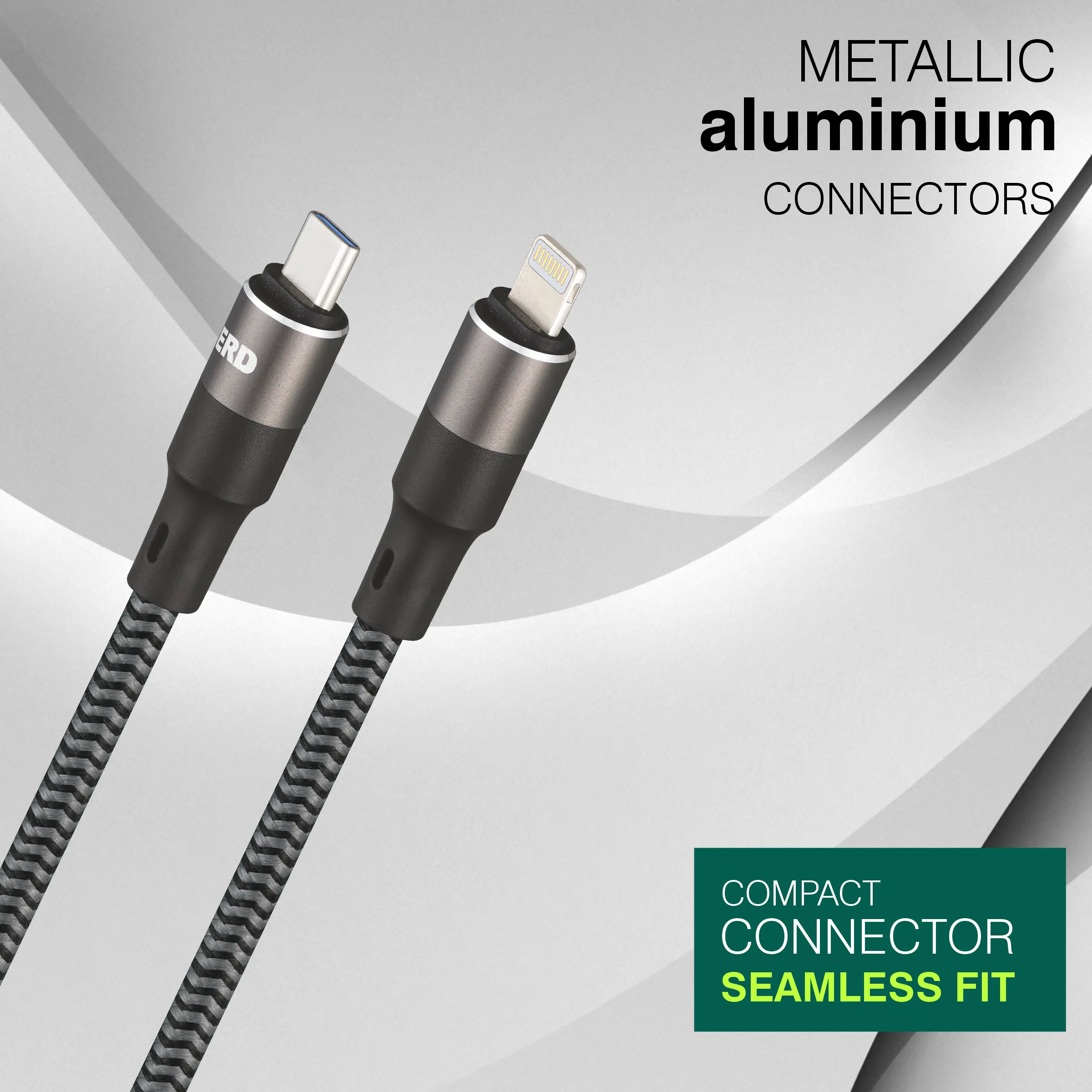 ERD UC-197 USB-C TO Lightning Braided Metal Casing Data Cable, 25W - Image 3