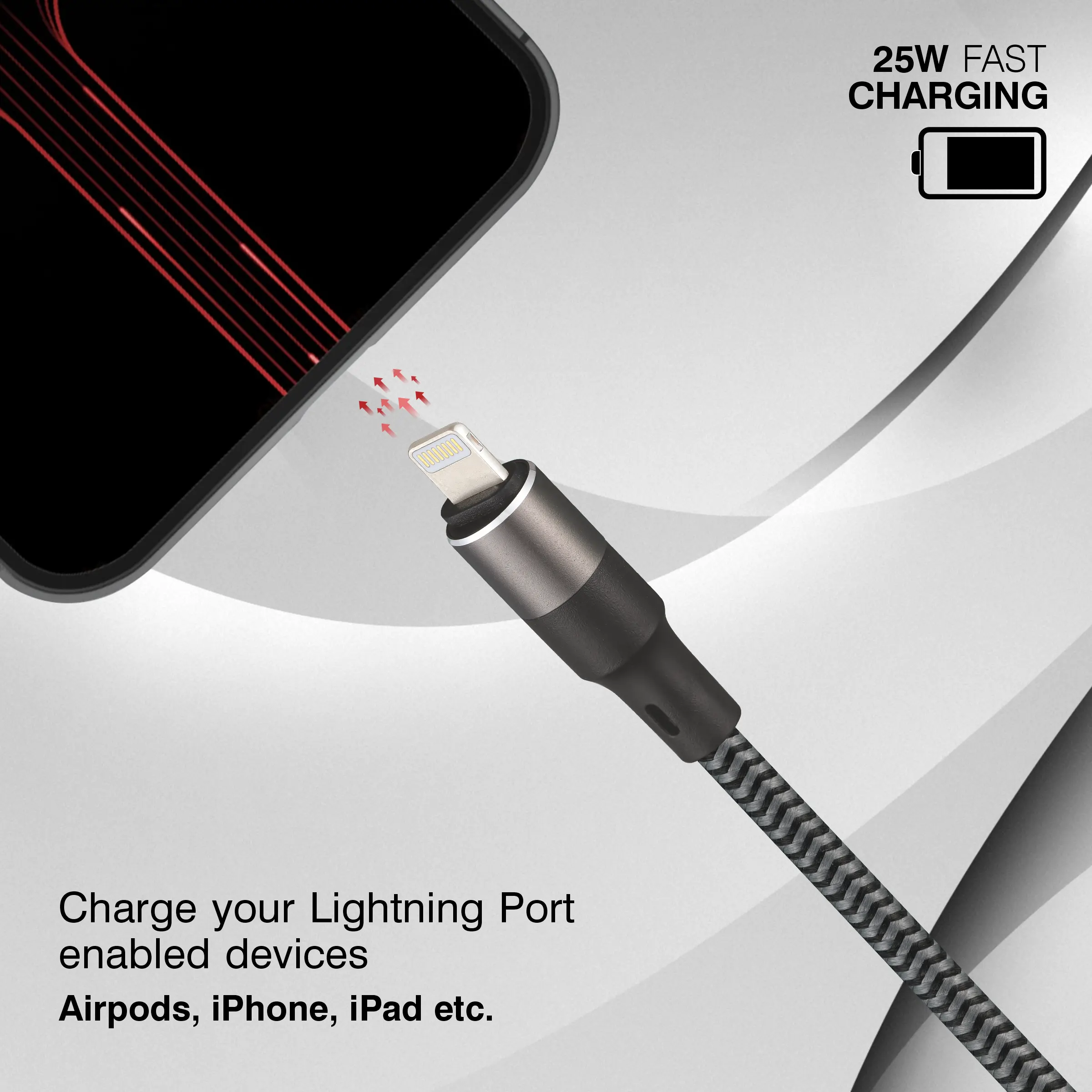 ERD UC-197 USB-C TO Lightning Braided Metal Casing Data Cable, 25W - Image 4