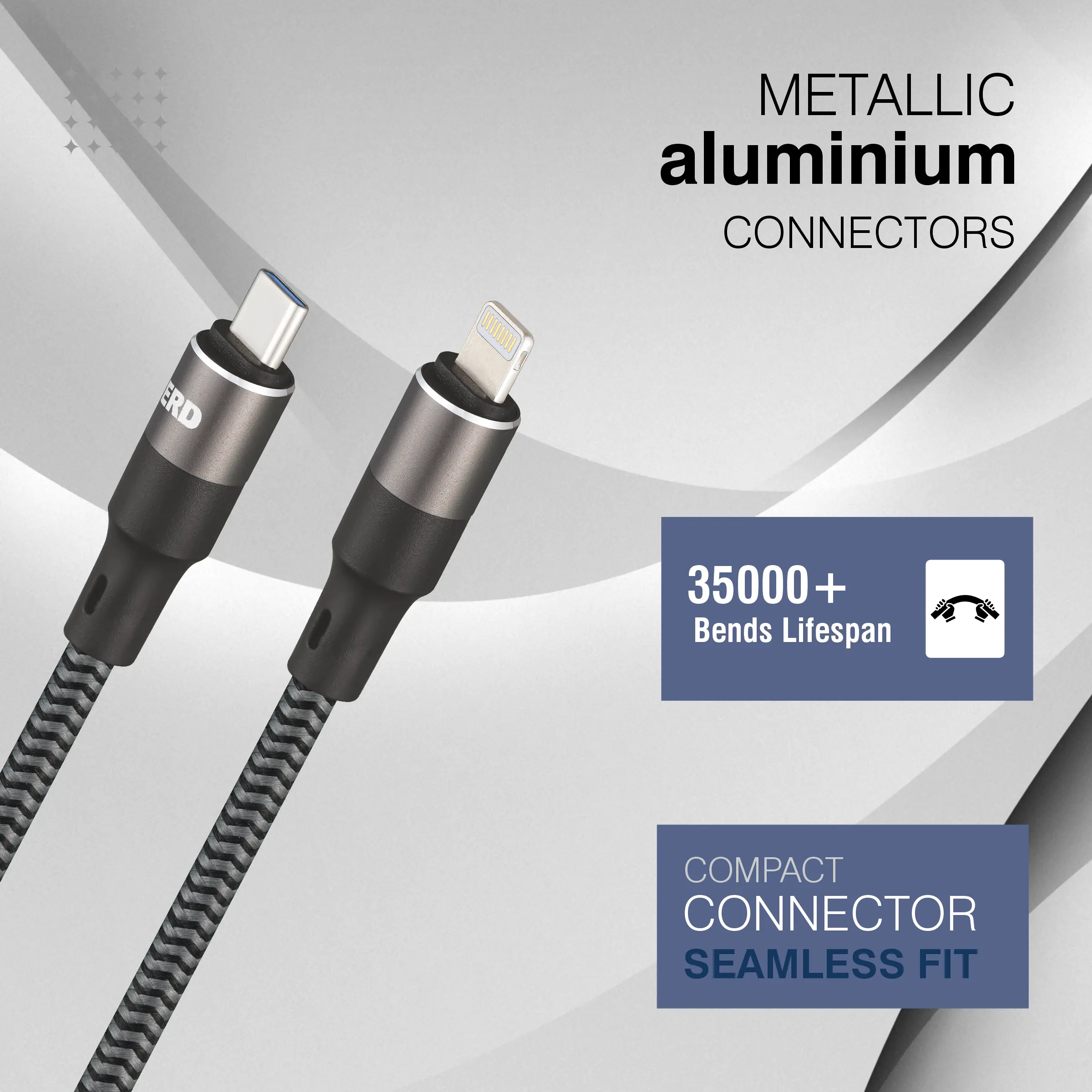 ERD UC-197 USB-C TO Lightning Braided Metal Casing Data Cable, 25W - Image 5