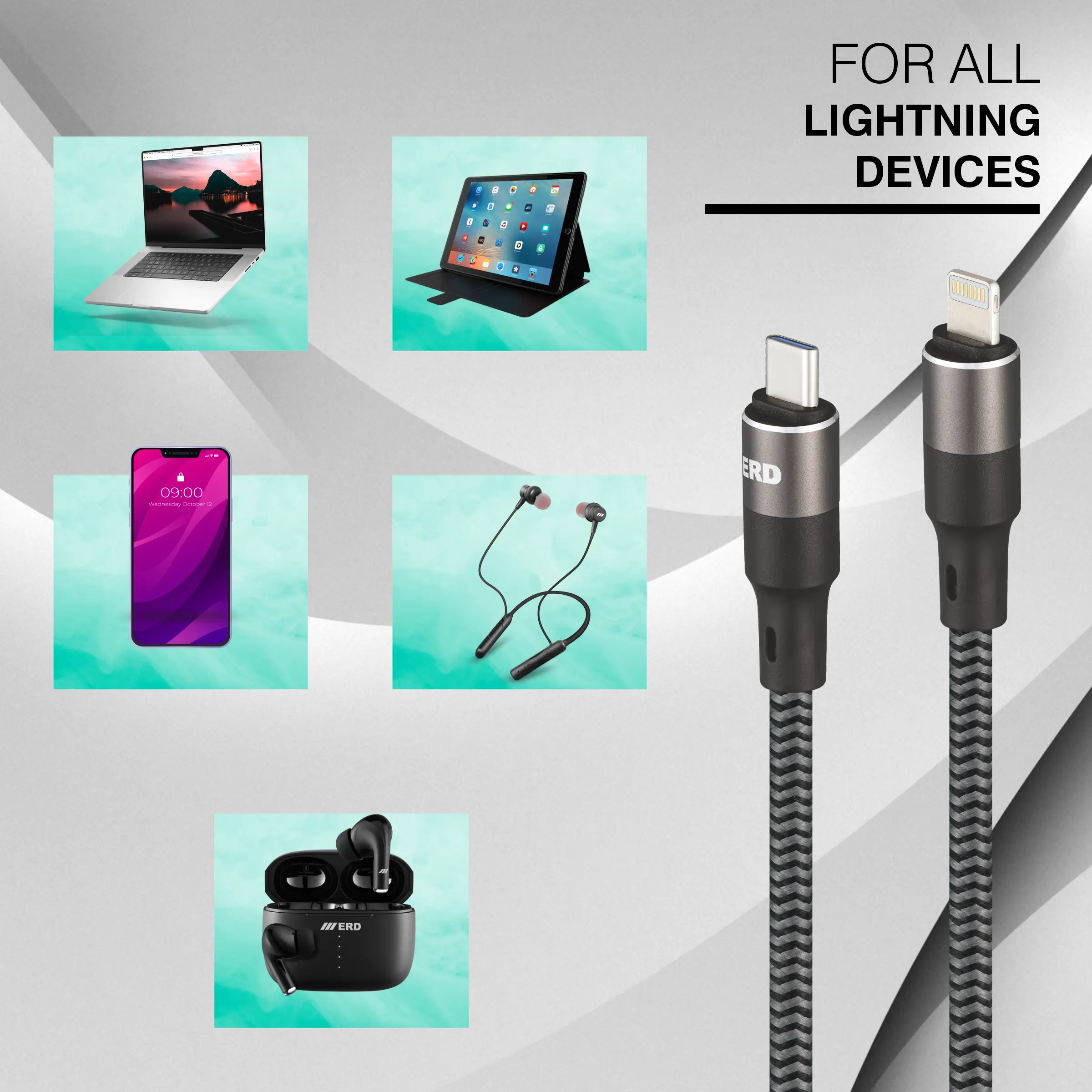 ERD UC-197 USB-C TO Lightning Braided Metal Casing Data Cable, 25W - Image 7
