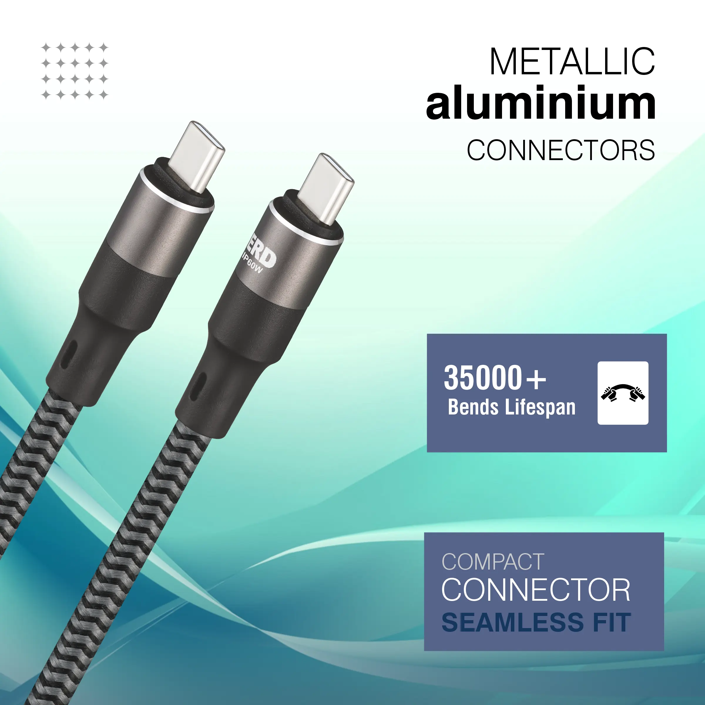 ERD UC-198 USB-C TO C (IP15) Braided Metal Casing Data Cable, 60W - Image 5