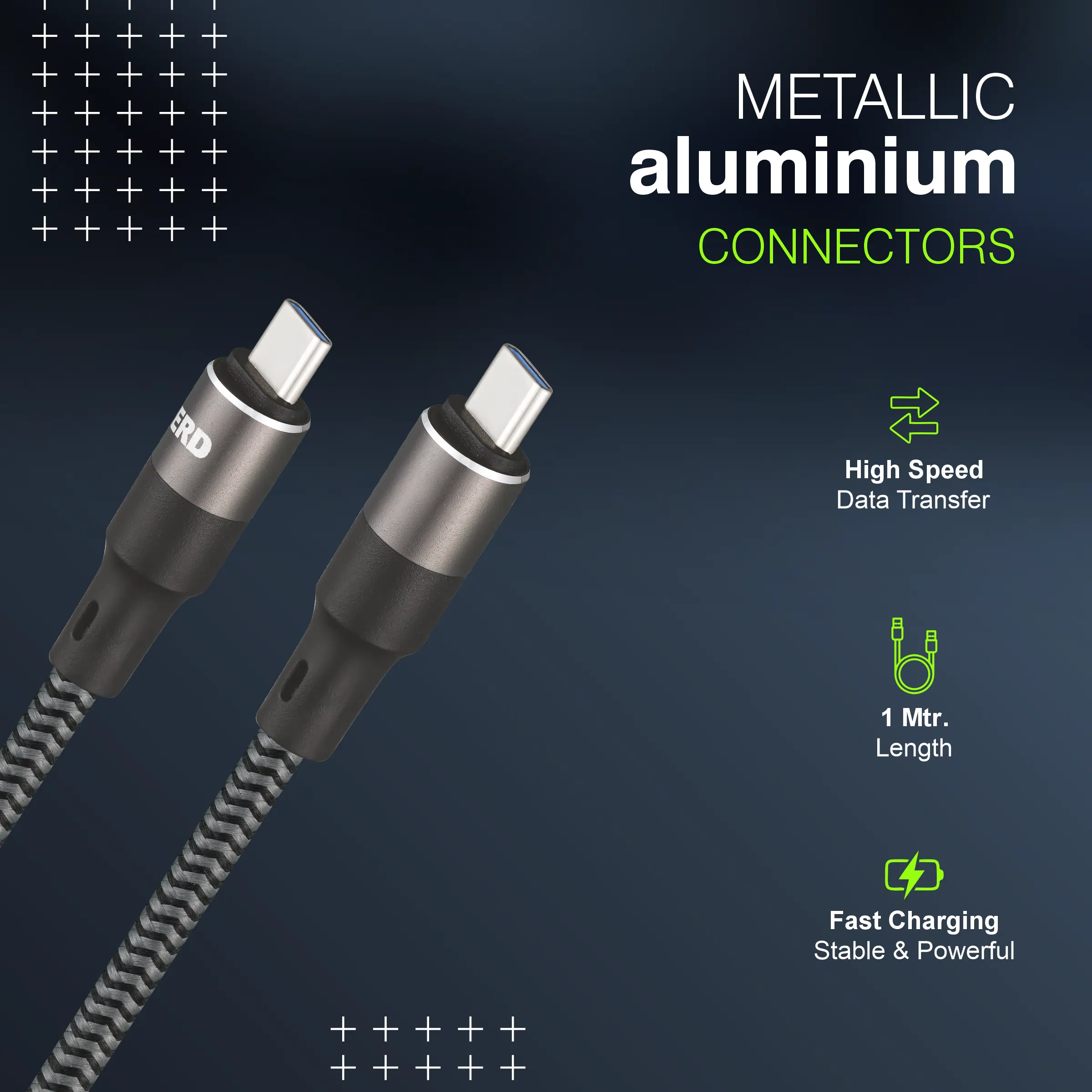 ERD UC-199 USB-C TO C Braided Metal Casing Data Cable, 65W - Image 3