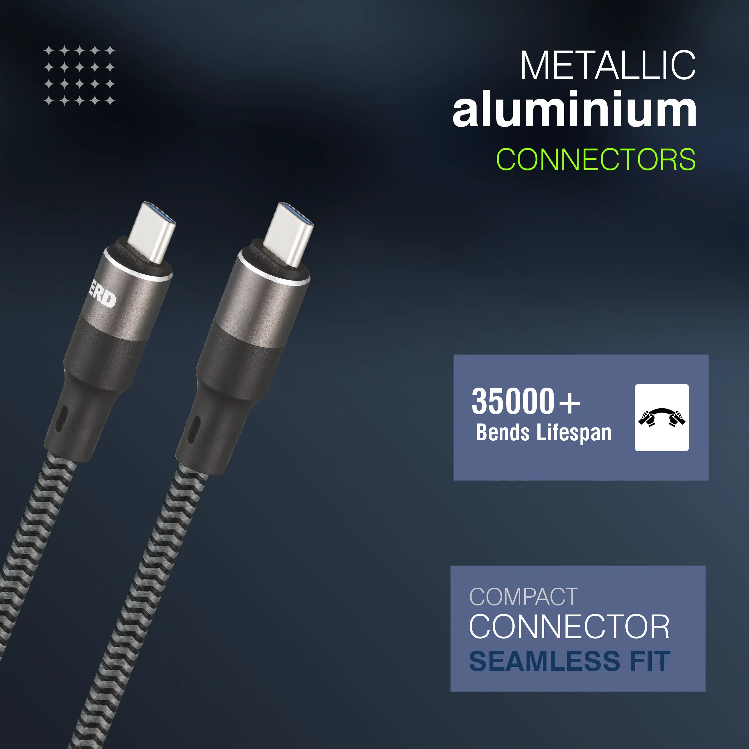 ERD UC-199 USB-C TO C Braided Metal Casing Data Cable, 65W - Image 5